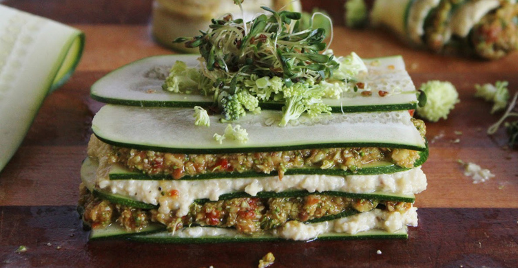 raw vegan lasagne med solrosskott